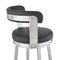 Armen Living Bryant 30" Bar Height Swivel Bar Stool in Brushed Stainless Steel Finish and Black Faux Leather LCBYBABSBL30 - alternate 3